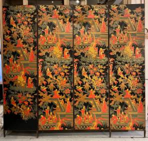 A Four Panelled Chinoiserie Screen